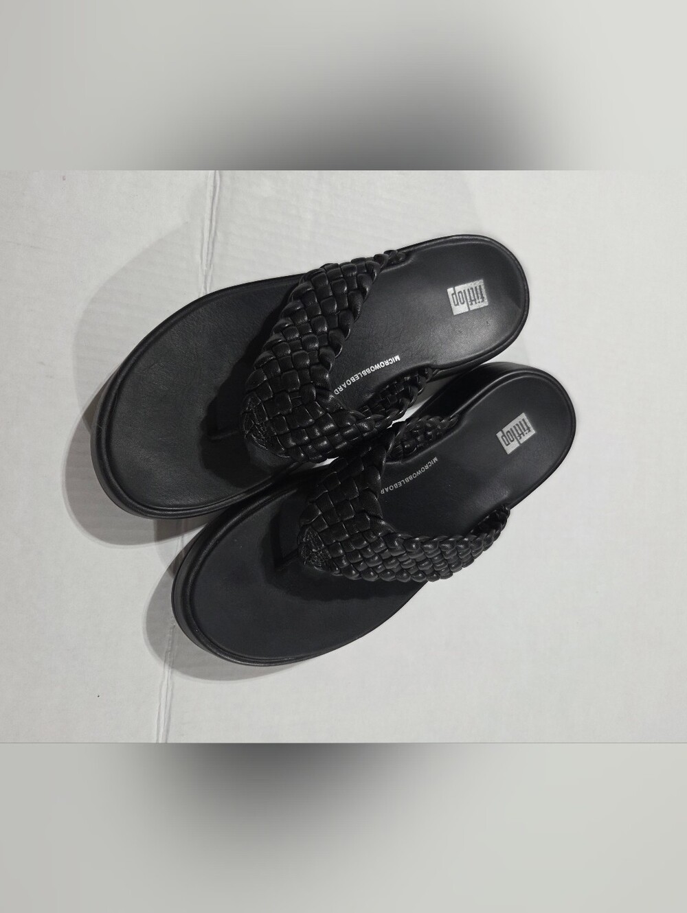 Fitflop Black Woven Toe-Post Flip-Flops